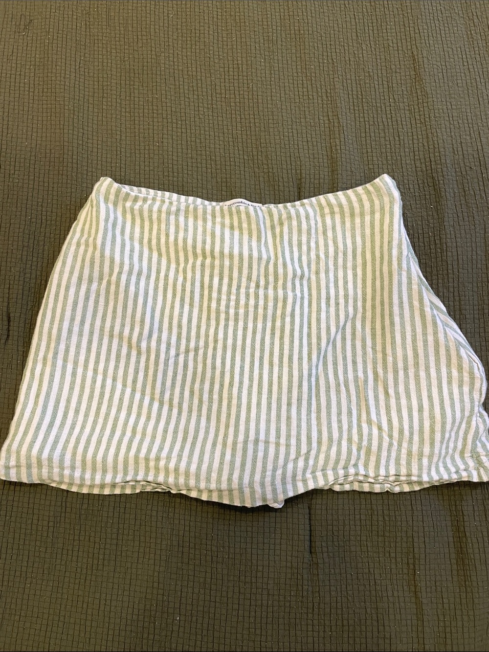 Abercrombie & Fitch Green and White Striped Mini Skirt